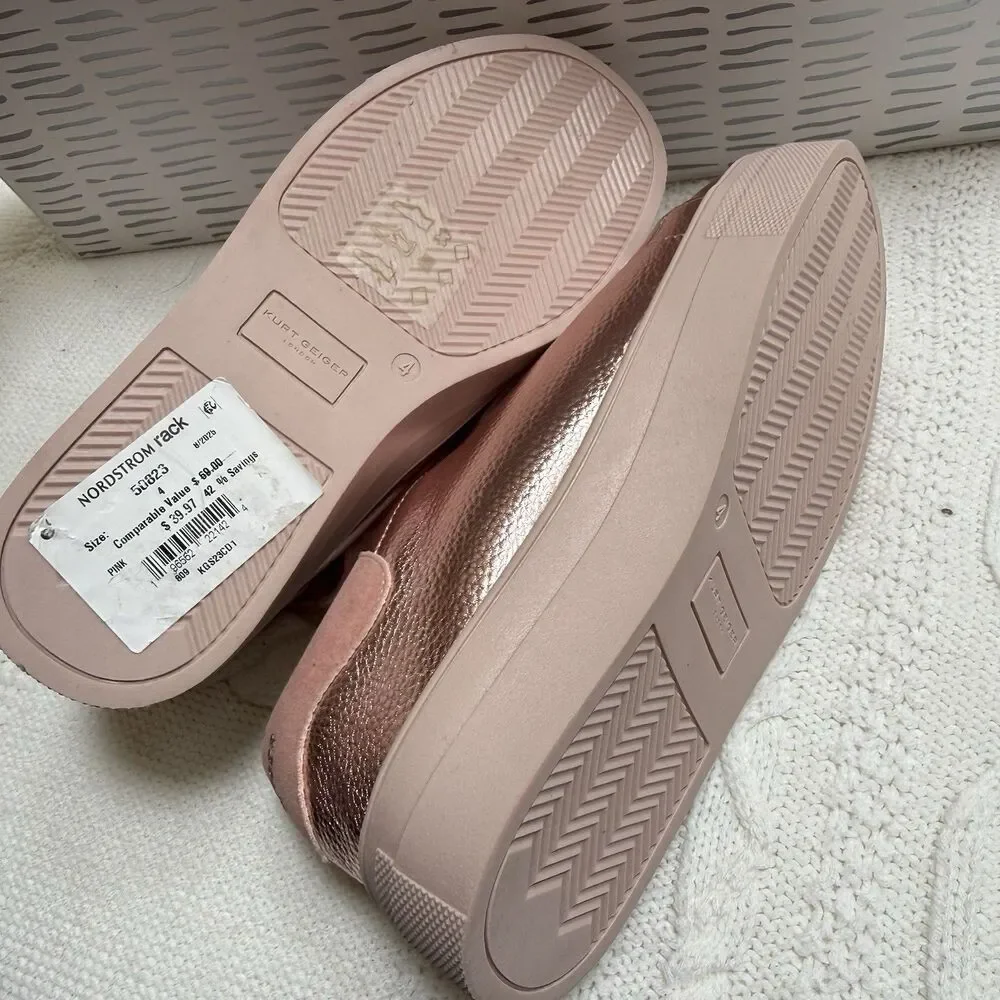 Kurt Geiger London Mini Laney Eye Sneakers Girls Size 4 Pink Lace Up Shoes